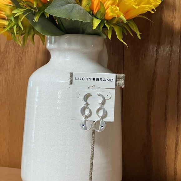 Lucky Brand Silver and Blue Dangle Earrings - Picture 1 of 6